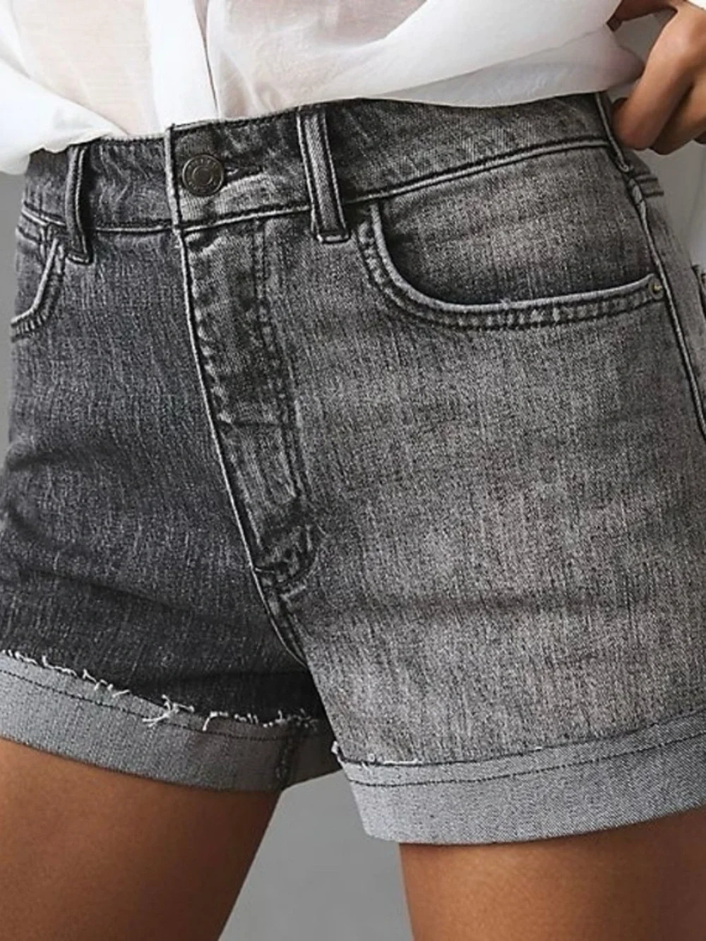 Anthropologie Pilcro Signature High Rise Shorts Colorblock Faded Black Grey 29 - Picture 2 of 15